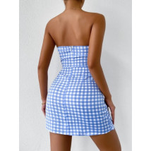 Modré karované krátke šaty-271207-02