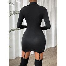 Čierne mini šaty s podväzkovým pásom-275785-04