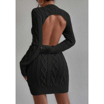 Čierne pletené šaty s odhaleným chrbtom-296866-02