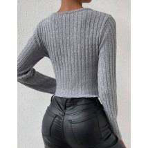 Sivý krátky pletený sveter-297399-02
