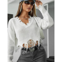 Biely krátky pletený sveter-297487-02