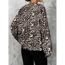 Hnedá oversize mikina s leoparím vzorom-308414-03