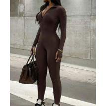 Hnedý vrúbkovaný overál-297394-01