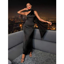 Čierne saténové dlhé šaty-281486-03