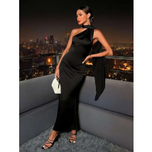 Čierne saténové dlhé šaty-281486-03