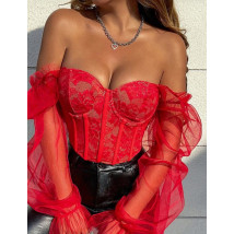 Čipkovaný korzetový top RED-297719-03