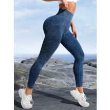 Modré push-up striekané legíny s vysokým pasom-281598-038