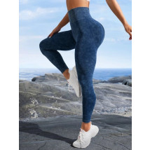 Modré push-up striekané legíny s vysokým pasom-281598-038