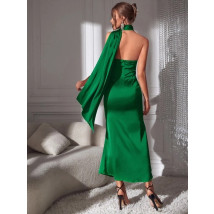 Zelené saténové dlhé šaty-281490-09
