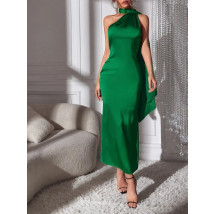 Zelené saténové dlhé šaty-281490-09