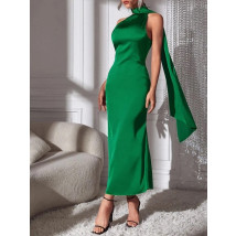 Zelené saténové dlhé šaty-281490-09