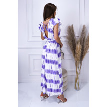 Bielo-fialové dlhé vzorované šaty-211246-07