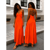 Oranžové dlhé šaty na ramienka-329530-09