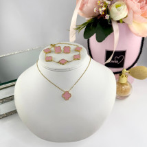 Ružová dámska oceľová suprava pozlátená-322259-05