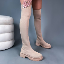 Svetlohnedé nasúvacie vysoké čižmy-275564-02