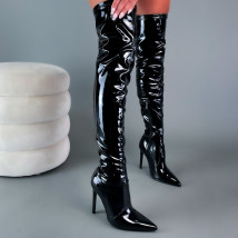 Čierne lakované vysoké čižmy-290926-010