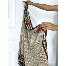 Hnedý vzorovaný šál-289523-01