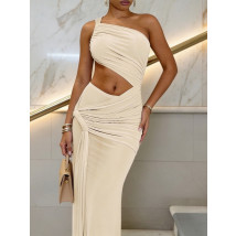 Béžové asymetrické dlhé šaty-325990-01