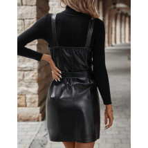 Čierne koženkové šaty s opaskom-296929-03