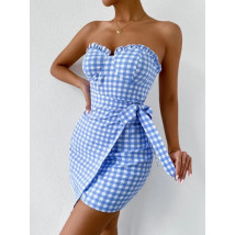 Modré karované krátke šaty-271207-02