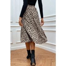 Hnedá sukňa s leopardím vzorom-292131-05