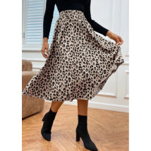 Hnedá sukňa s leopardím vzorom-292131-05