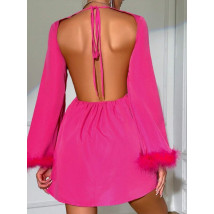 Efektné ružové šaty s pierkami-299254-01