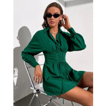 Dámske zelené šaty s viazaním-283022-022