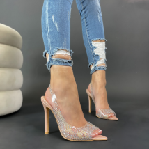 Béžové transparentné sandále s kamienkami-300683-03