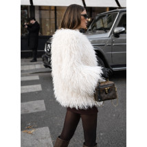 Kožuch z mongolskej ovečky WHITE-324629-07