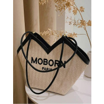 Béžovo-čierna slamená kabelka-288547-03