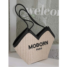 Béžovo-čierna slamená kabelka-288547-03
