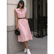 Ružové košeľové midi šaty s opaskom-326292-07