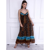 Hnedé vzorované dlhé šaty-237854-01