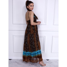 Hnedé vzorované dlhé šaty-237854-01