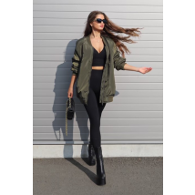 Tmavozelená oversize krátka bombera-277574-02