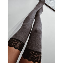 Tmavosivé nadkolienky s čipkou-255471-01