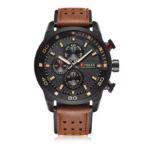Pánske hodinky s koženým remienkom hnedé-317064-08