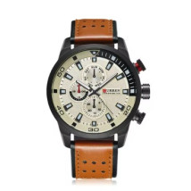 Pánske hodinky s koženým remienkom hnedé-317063-07