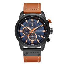 Pánske hodinky s koženým remienkom hnedé-317060-04