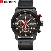 Pánske hodinky s koženým remienkom čierné-317061-05