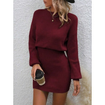 Bordové pletené šaty-309482-03