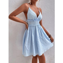 Krátke modré šaty na ramienka-302867-01