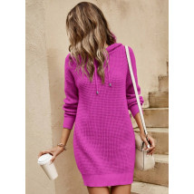 Fuchsiové pletené šaty s kapucňou-308914-06