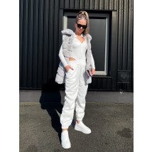 Sivá kožušinová vesta s kapucňou-291358-09