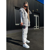 Sivá kožušinová vesta s kapucňou-291358-09