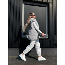 Sivá kožušinová vesta s kapucňou-291358-09