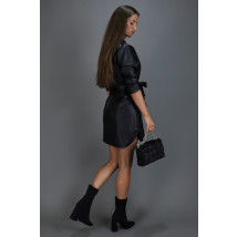 Čierne koženkové šaty s opaskom-275469-05
