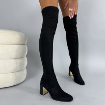 Čierne semišové vysoké čižmy-323851-01