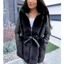 Čierna koženková vesta s kožušinou-254032-06